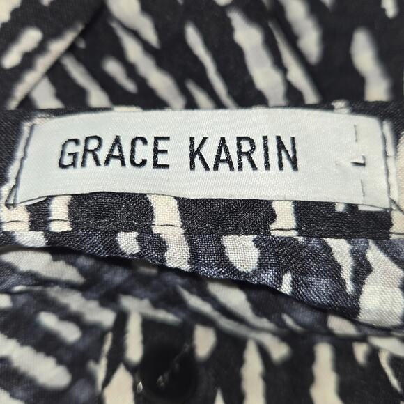 Grace Karin Womens Large Midi Dress Tiered Button Front Abstract Feminine Casual - Picture 2 of 12